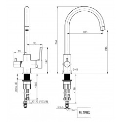 Dřezová stojánková vodovodní baterie Olsen Spa ULTRA-32
