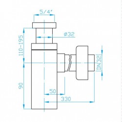 Umyvadlový pochromovaný sifon CHROM hranatý