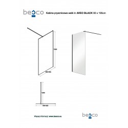 Walk-in bezdverový a bezbariérový sprchový kút AVEO BLACK