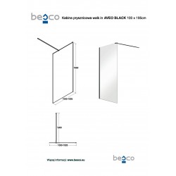 Walk-in bezdveřový a bezbariérový sprchový kout AVEO BLACK