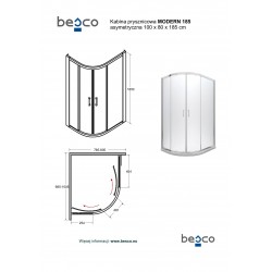 Štvrťkruhový atypický sprchový kút MODERN 185