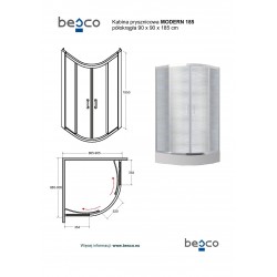 Štvrťkruhový sprchový kút MODERN 185.