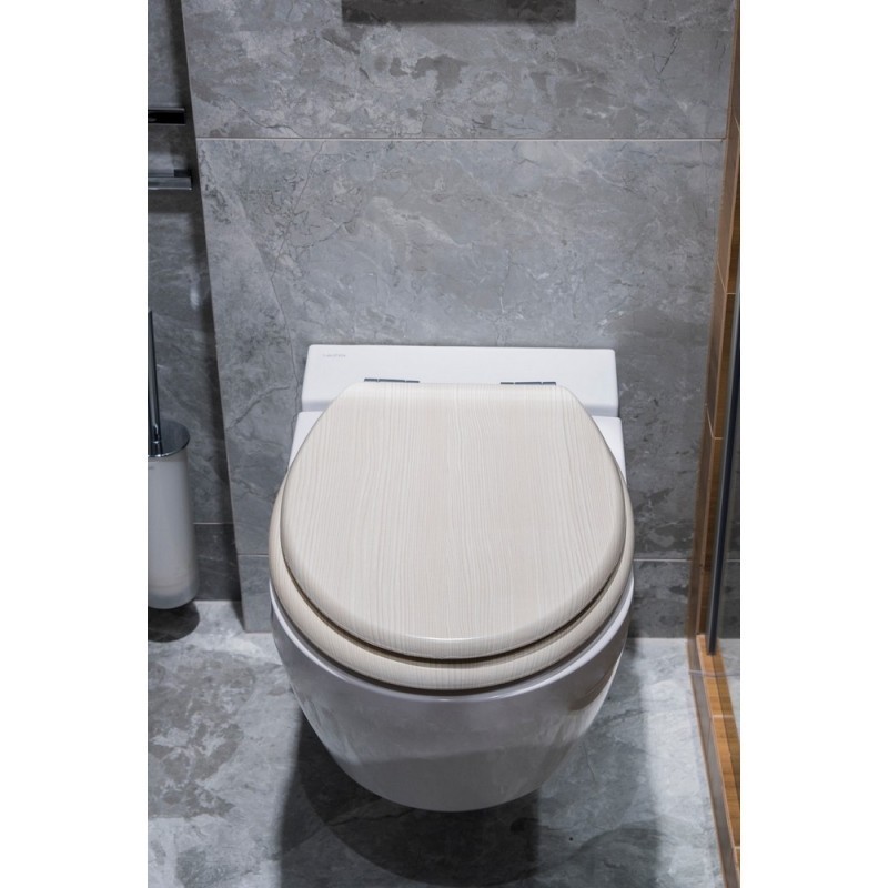 WC  sedátko OAK WHITE z MDF, soft-close