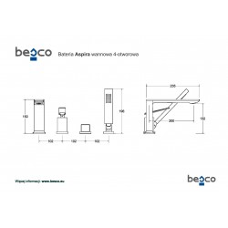 4 - otvorová vaňová batéria ASPIRA chróm s príslušenstvom