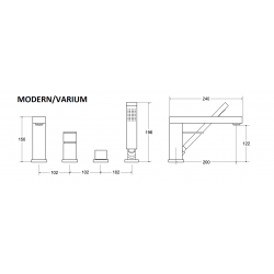 4 - otvorová vaňová batéria MODERN / VARIUM chróm s príslušenstvom