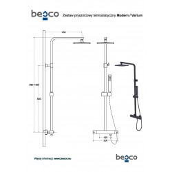 Sprchová nástenná sada s termostatickou batériou MODERN/VARIUM