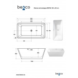 Voľne stojaca akrylátová vaňa EVITA