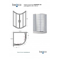 Štvrťkruhový sprchový kút MODERN 165