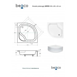 Štvrťkruhová sprchová vanička DIPER I
