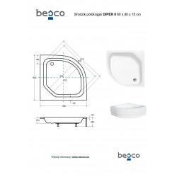 Čtvrtkruhová sprchová vanička DIPER II