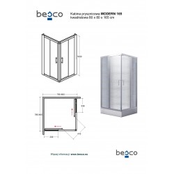 Čtvercový sprchový kout MODERN 165