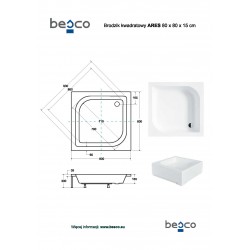 Čtvercová sprchová vanička ARES