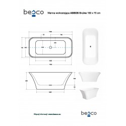 Volně stojící vana ASSOS S-LINE černá/bílá