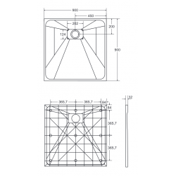 Čtvercová sprchová vanička VEXO 90 x 90