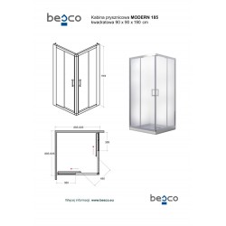 Čtvercový sprchový kout MODERN 190 BLACK