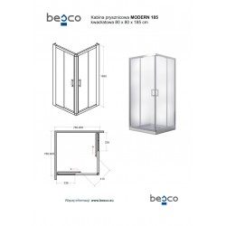 Štvorcový sprchový kút MODERN 185.