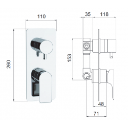 Podomietková sprchová batéria s prepnačom a 3 výstupmi ARNO 93