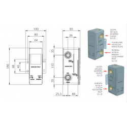 Rozmery boxu pre sprchovú batériu - 2 výstupy