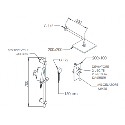 Rozmery sprchového podomietkového setu ARNO