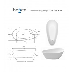 Voľne stojaca akrylátová vaňa GOYA A-LINE GLAM