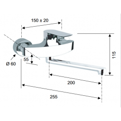 Nástenná umývadlová/drezová batéria ARNO 4107 - nikel matný