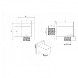 Hranatý vývod ze stěny pro sprchu