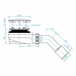 Sifon vaničkový, průměr 90 mm, nízký, nerezová krytka