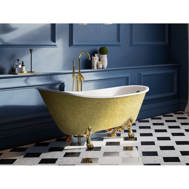Voľne stojaca vaňa OLAYA Glam - zlatá