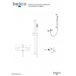 Nástěnná termostatická vanová baterie VEO černá s příslušenstvím