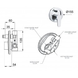 Podomítková baterie FONTI 09 s přepínačem