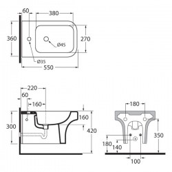 Závěsný bidet TULIP 55x36 cm