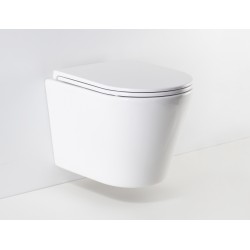 Závesné WC OVALE BASSO RIMLESS s FLAT WC doskou Soft-close