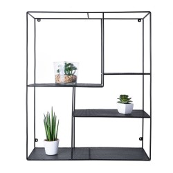 Nástenná drôtená polička, 50x60x20 cm, čierna farba