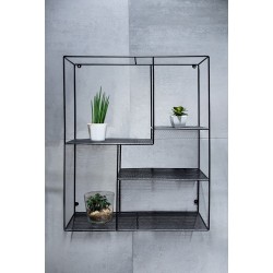 Nástěnná drátěná polička, 50x60x20 cm, černá barva