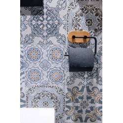 Držiak toaletného papiera na nalepenie 3M, kov (čierna farba), bambus