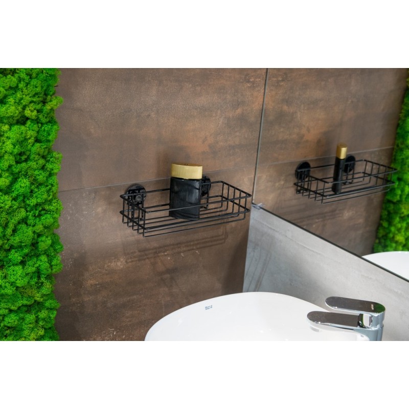 Drôtená polička na nalepenie 3M, čierna farba