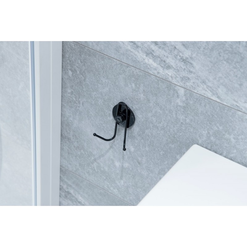 Drôtený vešiak na stenu na nalepenie 3M, čierna farba