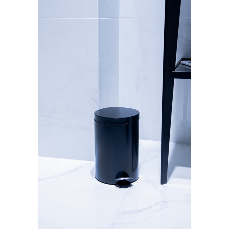 Pedálový odpadkový koš 3l, kov , černá barva