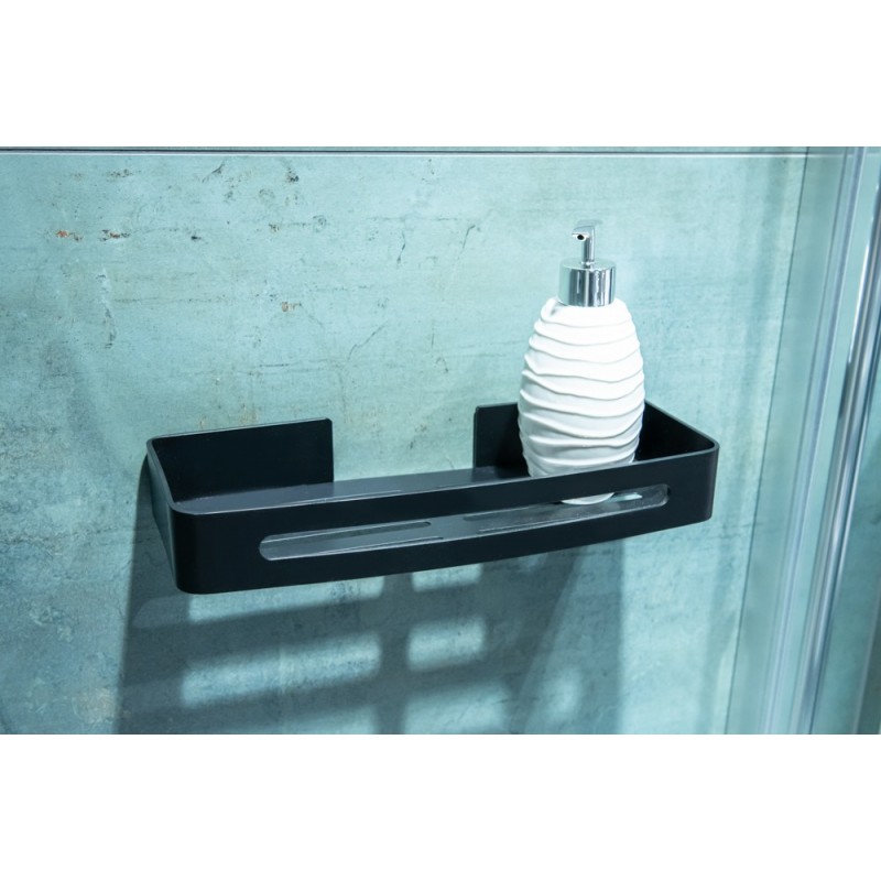 Kovová polička na nalepení 3M, 32x13x4,7 cm , černá barva