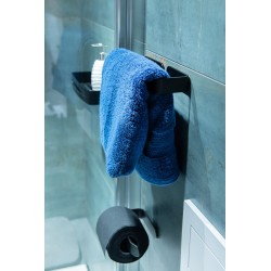 Držiak toaletného papiera na nalepenie 3M, 16x8x3 cm, čierna farba