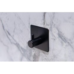 Věšák na stěnu na nalepení 3M, kov, černá barva