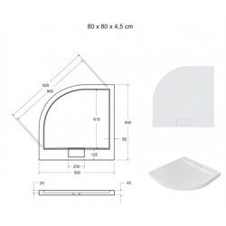 Štvrťkruhová sprchová vanička Axim