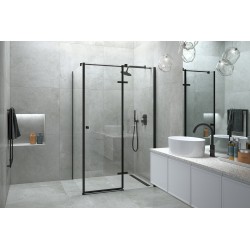 Obdĺžnikový celosklenený pántový sprchový kút PIXA Black