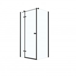 Čtvercový celoskleněný pantový sprchový kout PIXA BLACK