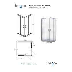 Výhodný set čtvercového sprchového koutu MODERN 185 ve skle frost s vaničkou z litého mramoru