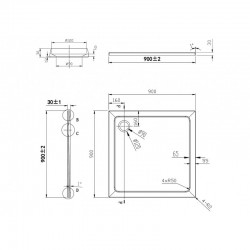 Štvorcový sprchový kút MODERN 185.