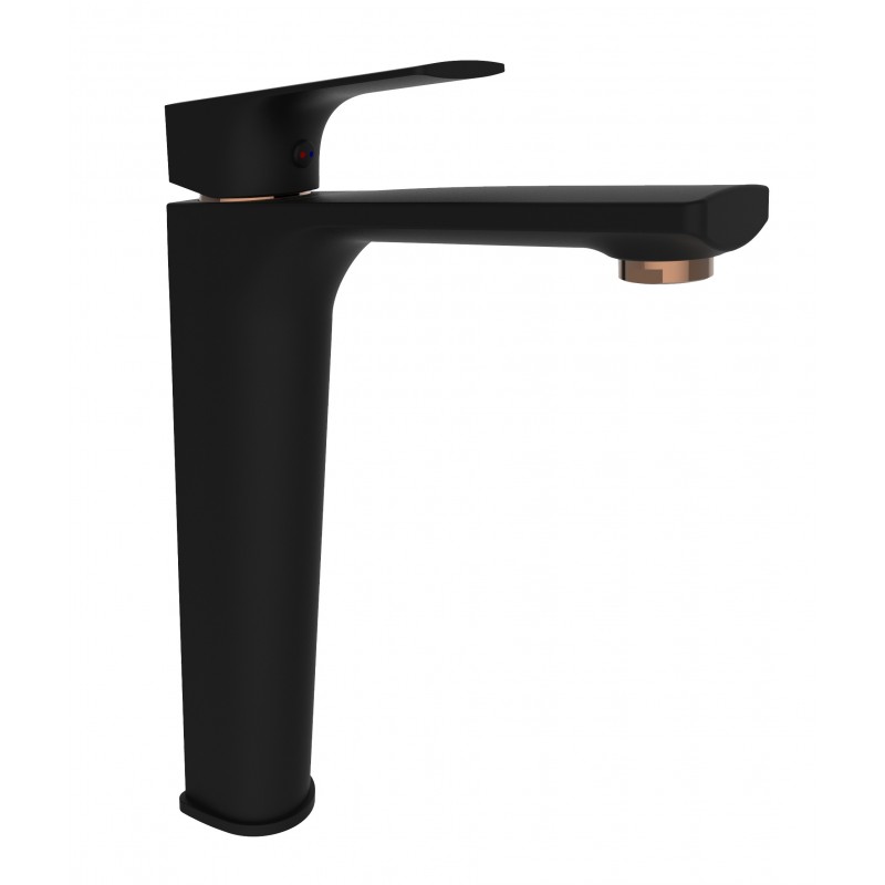 Umývadlová vysoká batéria MODENA-18D čierna-ružovo zlatá