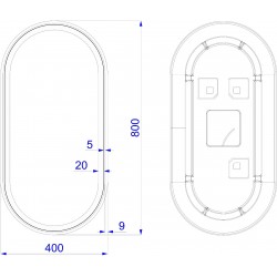 Zrcadlo s osvětlením ERFURT BLACK