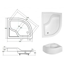 MAXI, hlboká asymetrická sprchová vanička