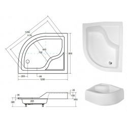 MAXI, hluboká asymetrická sprchová vanička